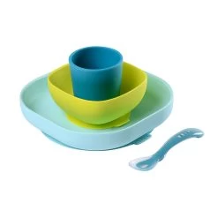 Beaba Set De 4 Pièces Vaisselle En Silicone Bleu