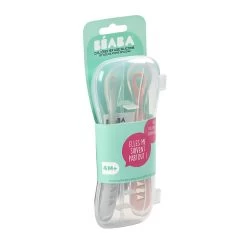 Beaba Set De 2 Cuillères 1er âge En Silicone - Old Pink